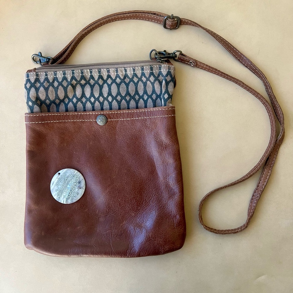 Myra Bag Tan and Brown Patterned Pouch
